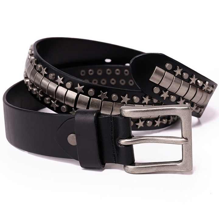 Punk Rivet Genuine Leather Belt Rock N Roll Waistband