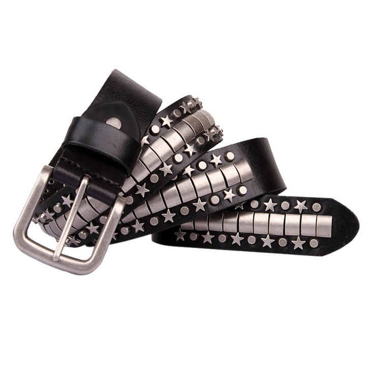 Punk Rivet Genuine Leather Belt Rock N Roll Waistband