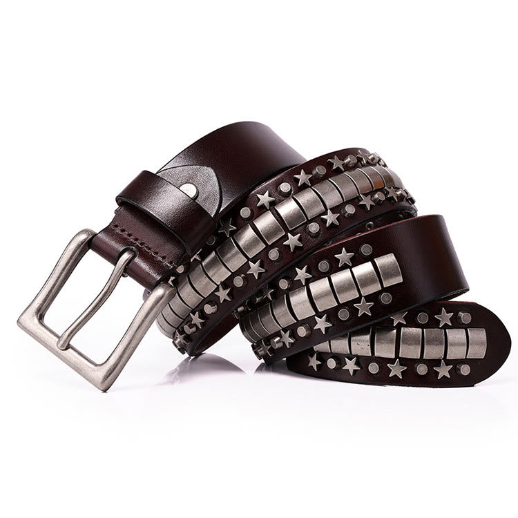 Punk Rivet Genuine Leather Belt Rock N Roll Waistband