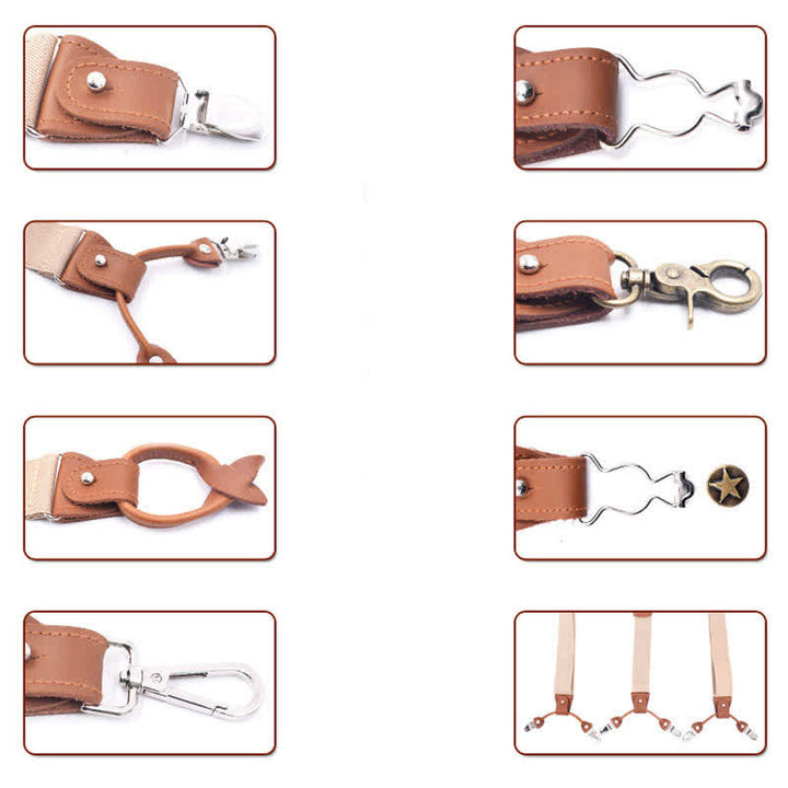 8Pcs Solid Color Combinable Buckle Adjustable Suspenders Set - image 4