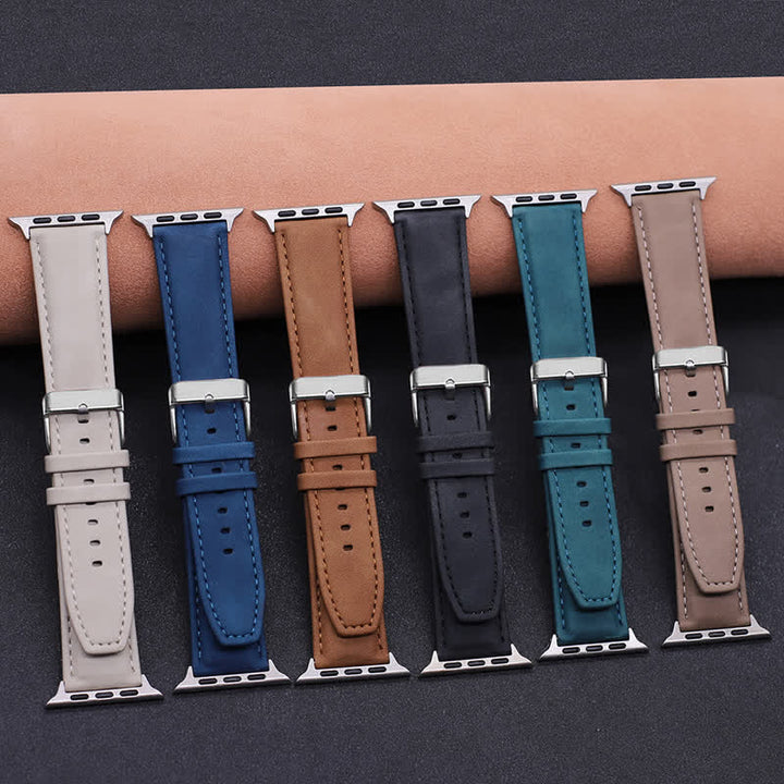 Solid Color Fashion Crazy Horse Leather Watch Band