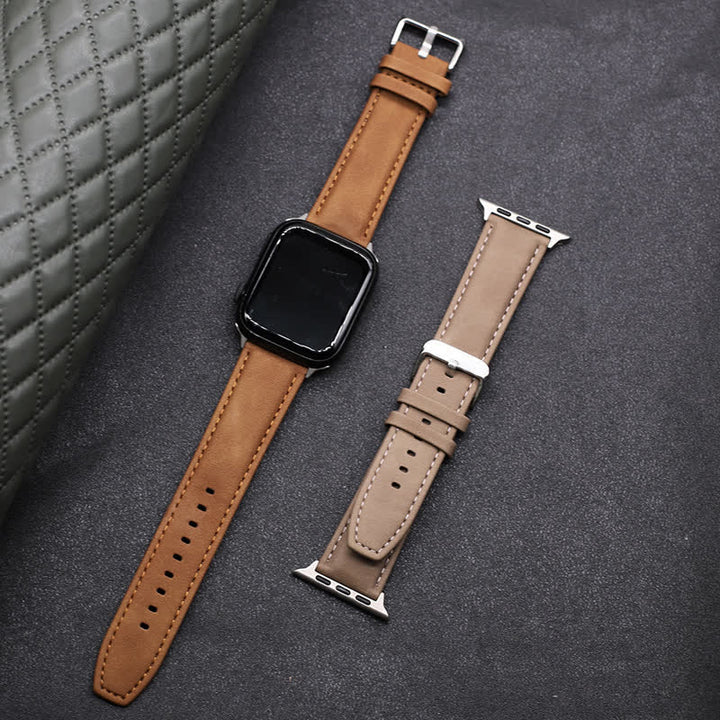 Solid Color Fashion Crazy Horse Leather Watch Band