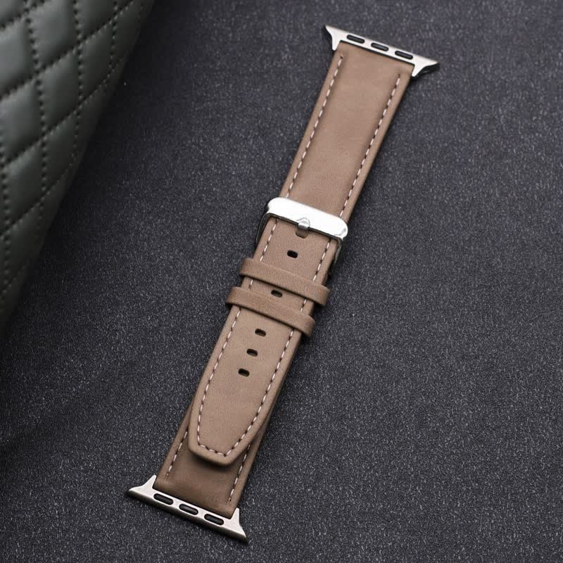 Solid Color Fashion Crazy Horse Leather Watch Band