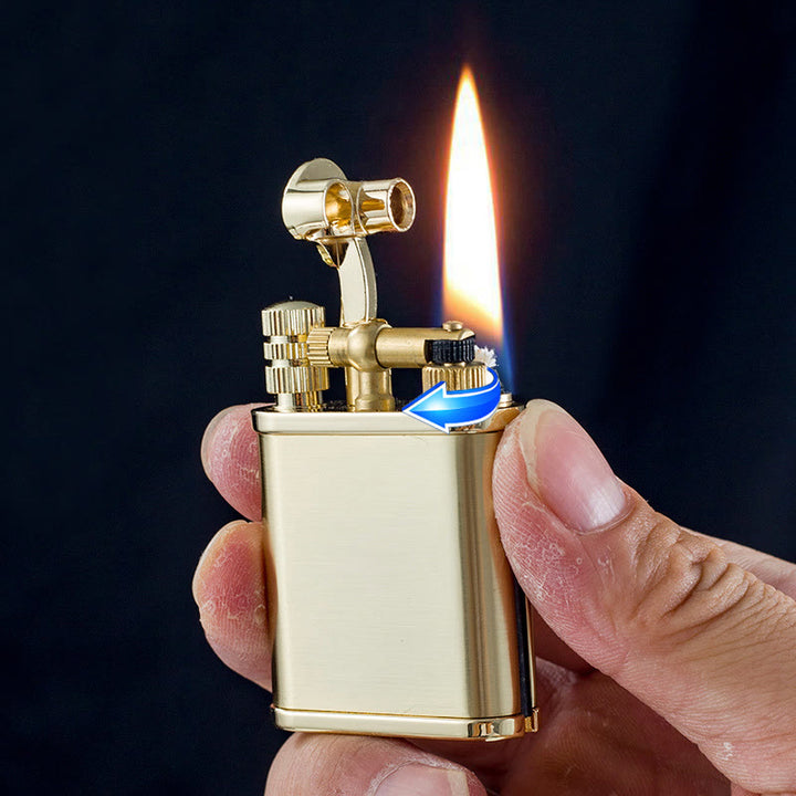 2 in 1 Permanent Match Antique Style Lift Arm Refillable Kerosene Lighter