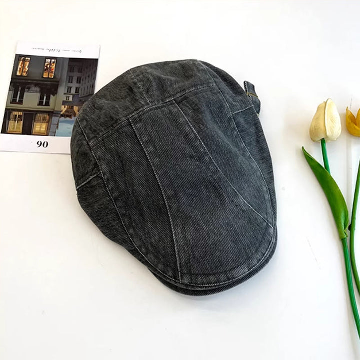 American Retro Newsboy Denim Washed Cotton Beret Cap