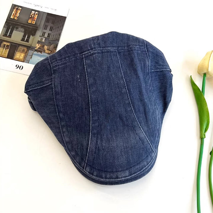 American Retro Newsboy Denim Washed Cotton Beret Cap