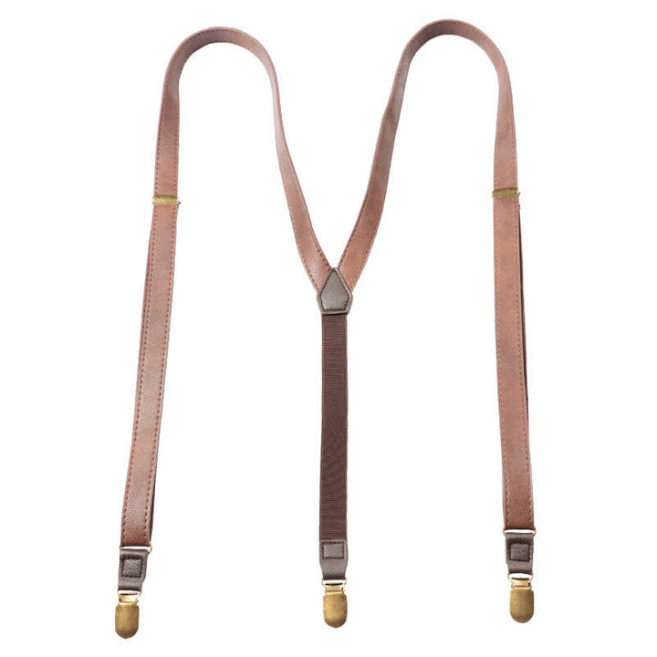 Dark Brown Vintage Adjustable Leather Suspenders