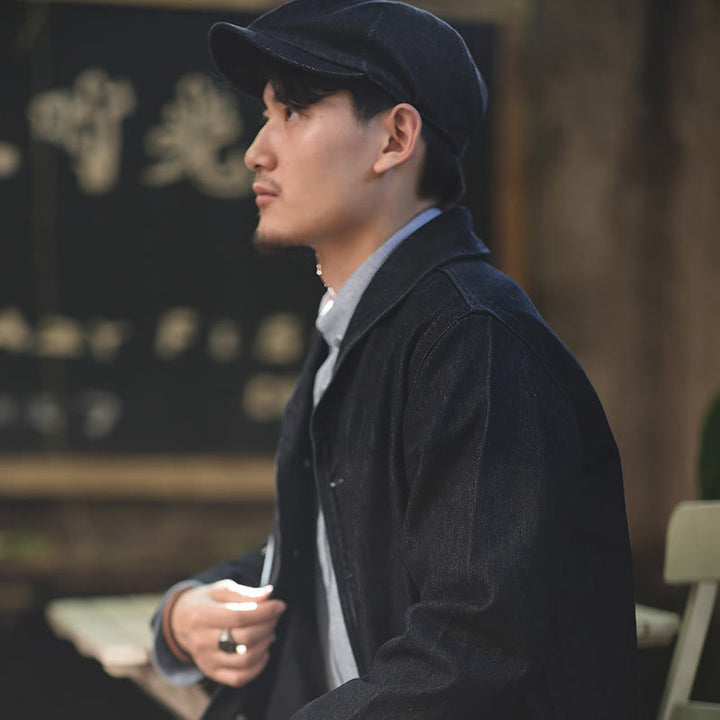 Men's Streeetwear Denim Short Brim Octagonal Newsboy Beret Cap