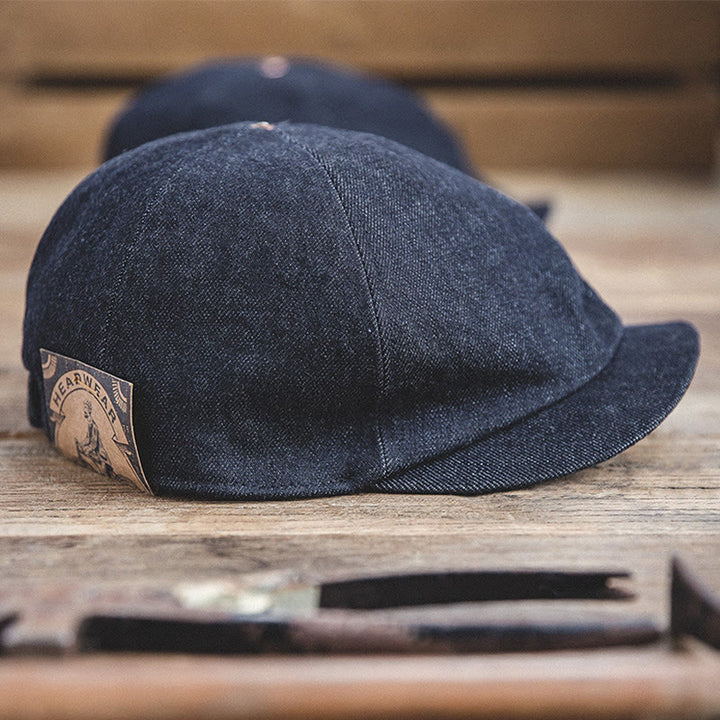 Men's Streeetwear Denim Short Brim Octagonal Newsboy Beret Cap