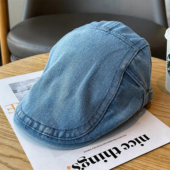 Classic Denim Adjustable Flat Cap Beret Cap