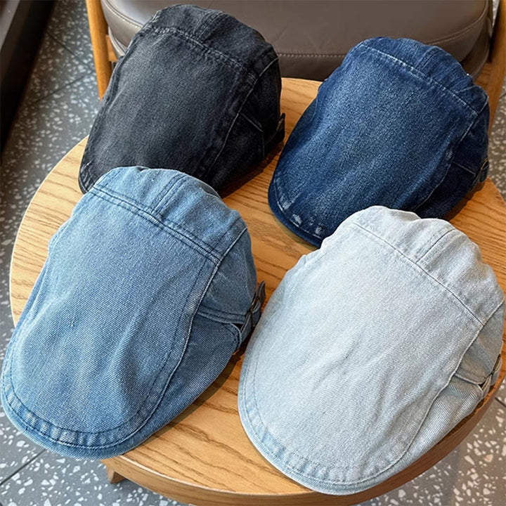 Classic Denim Adjustable Flat Cap Beret Cap - image 1
