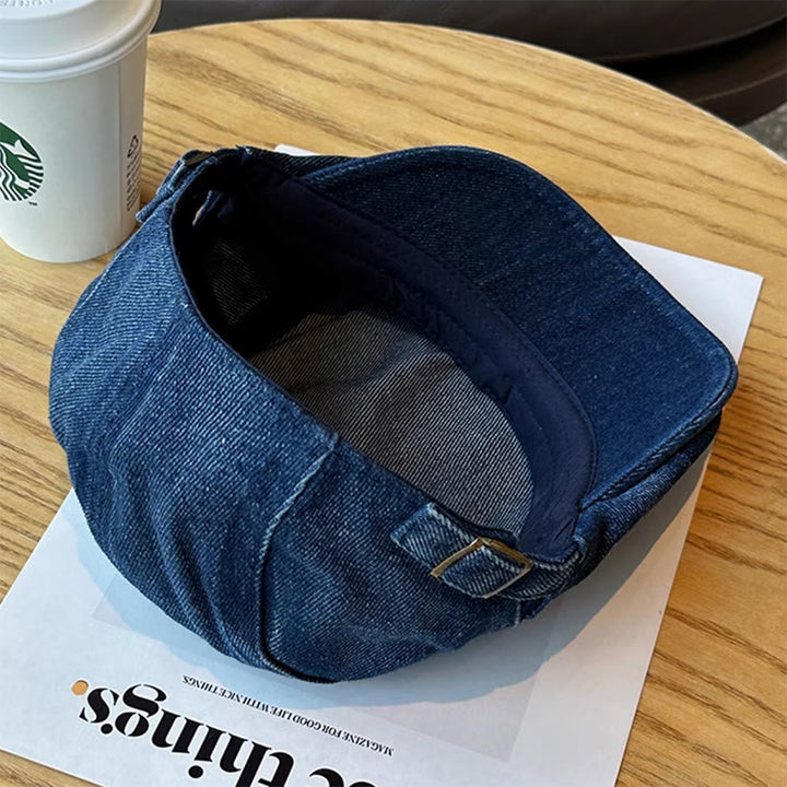 Classic Denim Adjustable Flat Cap Beret Cap - image 10
