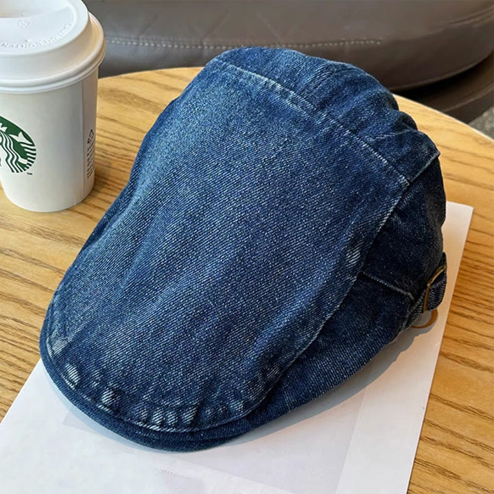 Classic Denim Adjustable Flat Cap Beret Cap - image 9