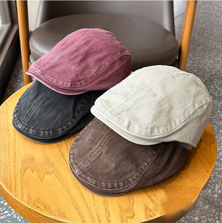 Fashion Washed Denim Newsboy Flat Cap Beret Cap