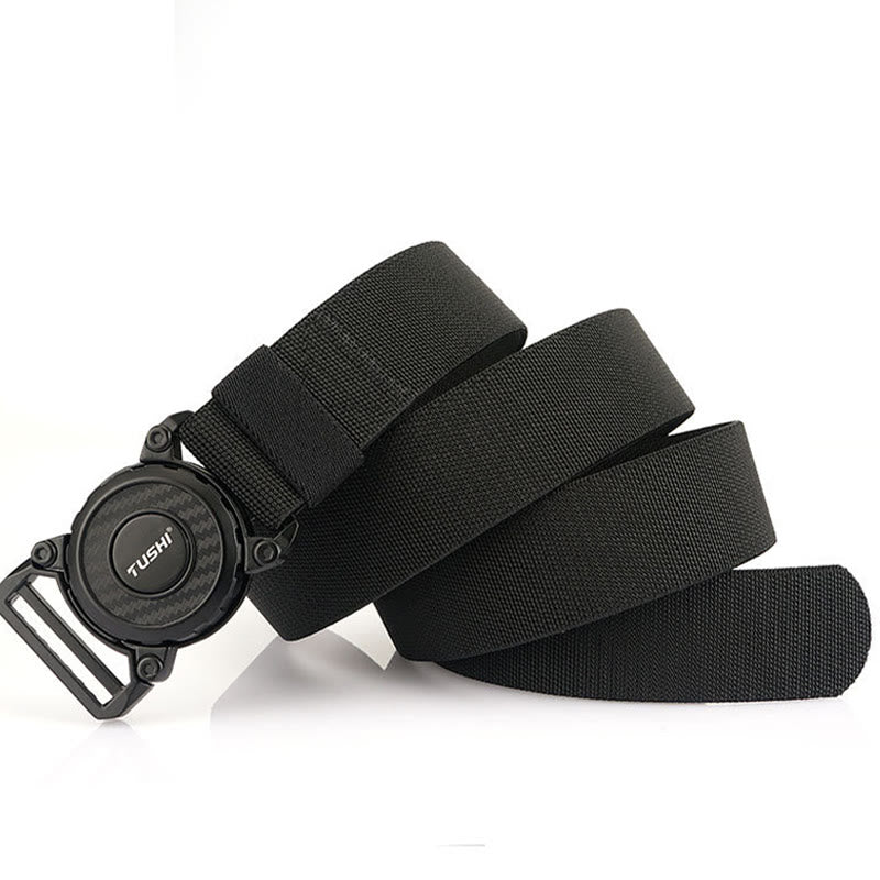 Men's Tactical Belt Round Buckle Quick Release Elastic Belt