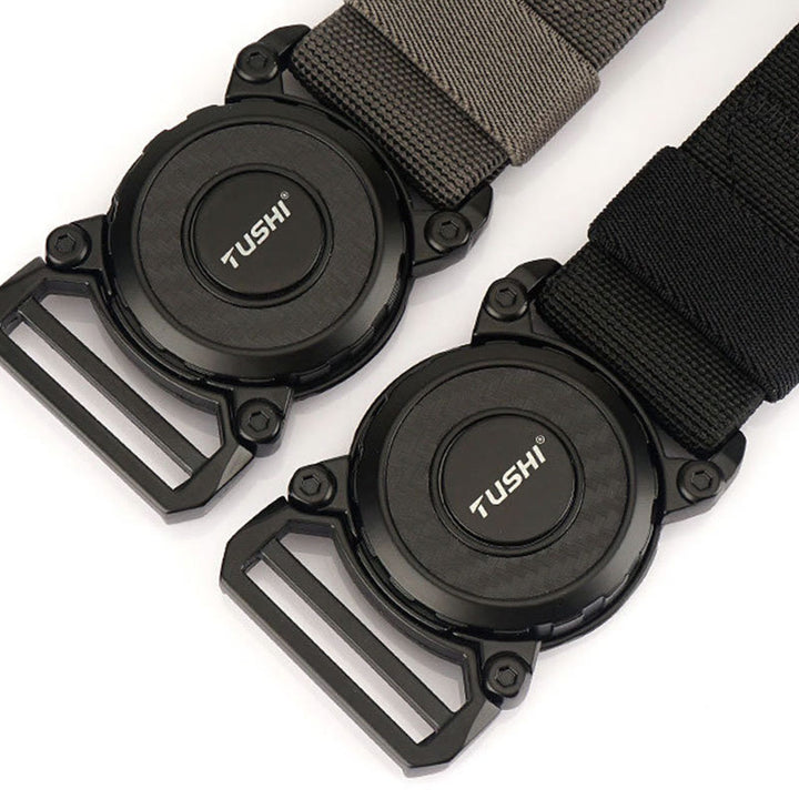 Men's Tactical Belt Round Buckle Quick Release Elastic Belt