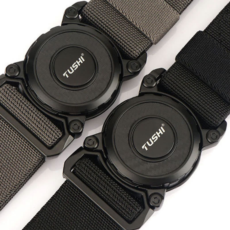 Men's Tactical Belt Round Buckle Quick Release Elastic Belt