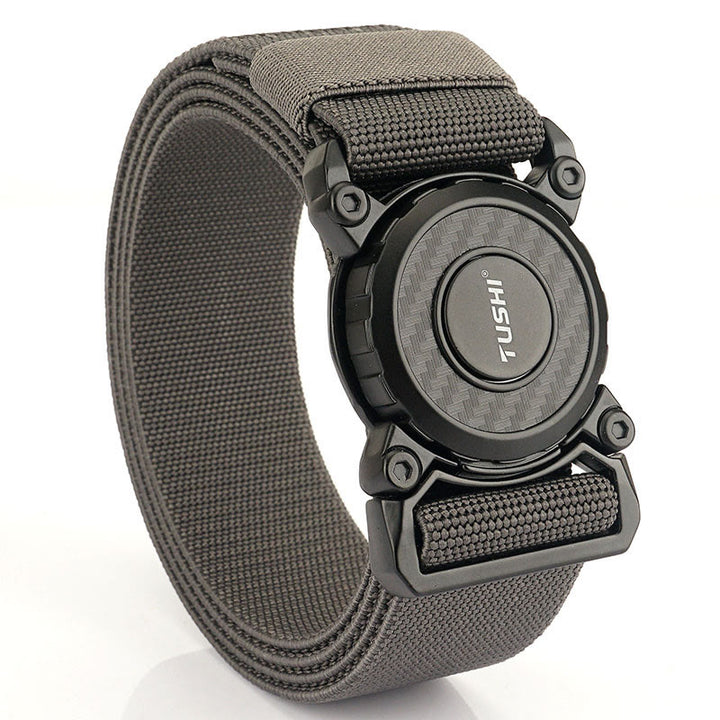 Men's Tactical Belt Round Buckle Quick Release Elastic Belt