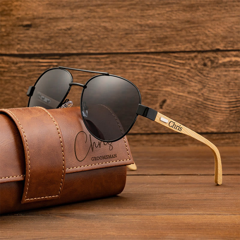 Outdoor Beach Sunglasses Custom Name Leather Case