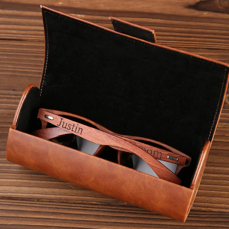 Outdoor Retro Sunglasses Custom Name Leather Case