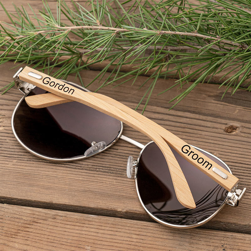 Outdoor Sunglasses Custom Name Wooden Case