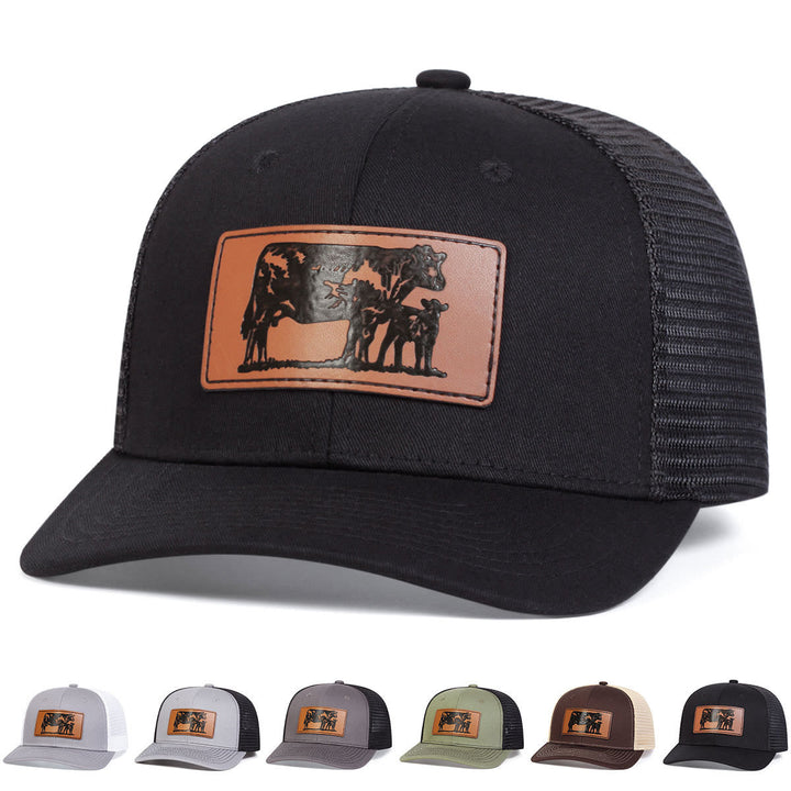 Bull Leads The Calf Adjustable Farmer Trucker Hat