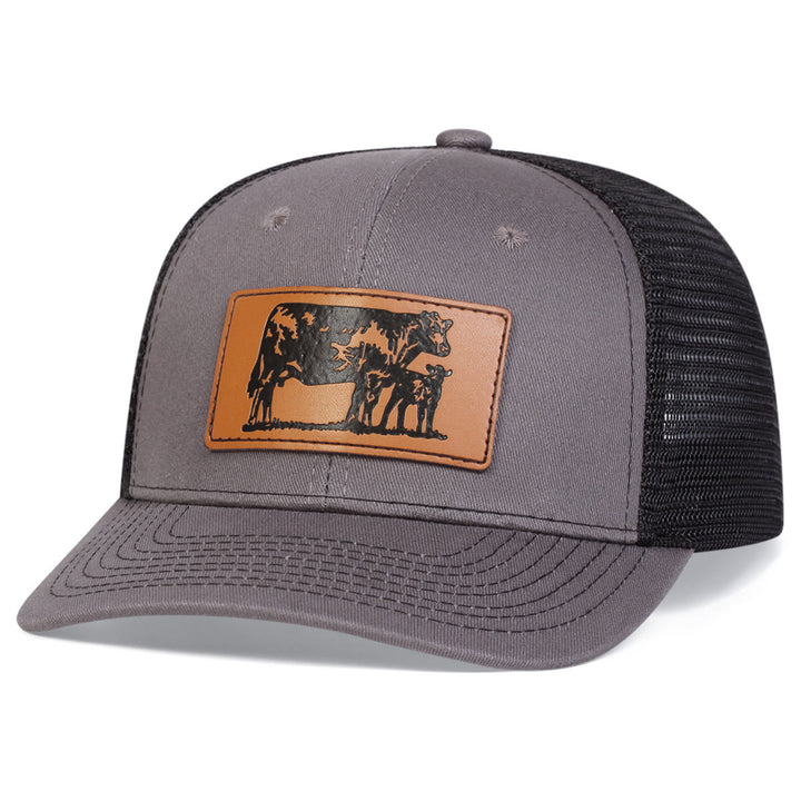 Bull Leads The Calf Adjustable Farmer Trucker Hat