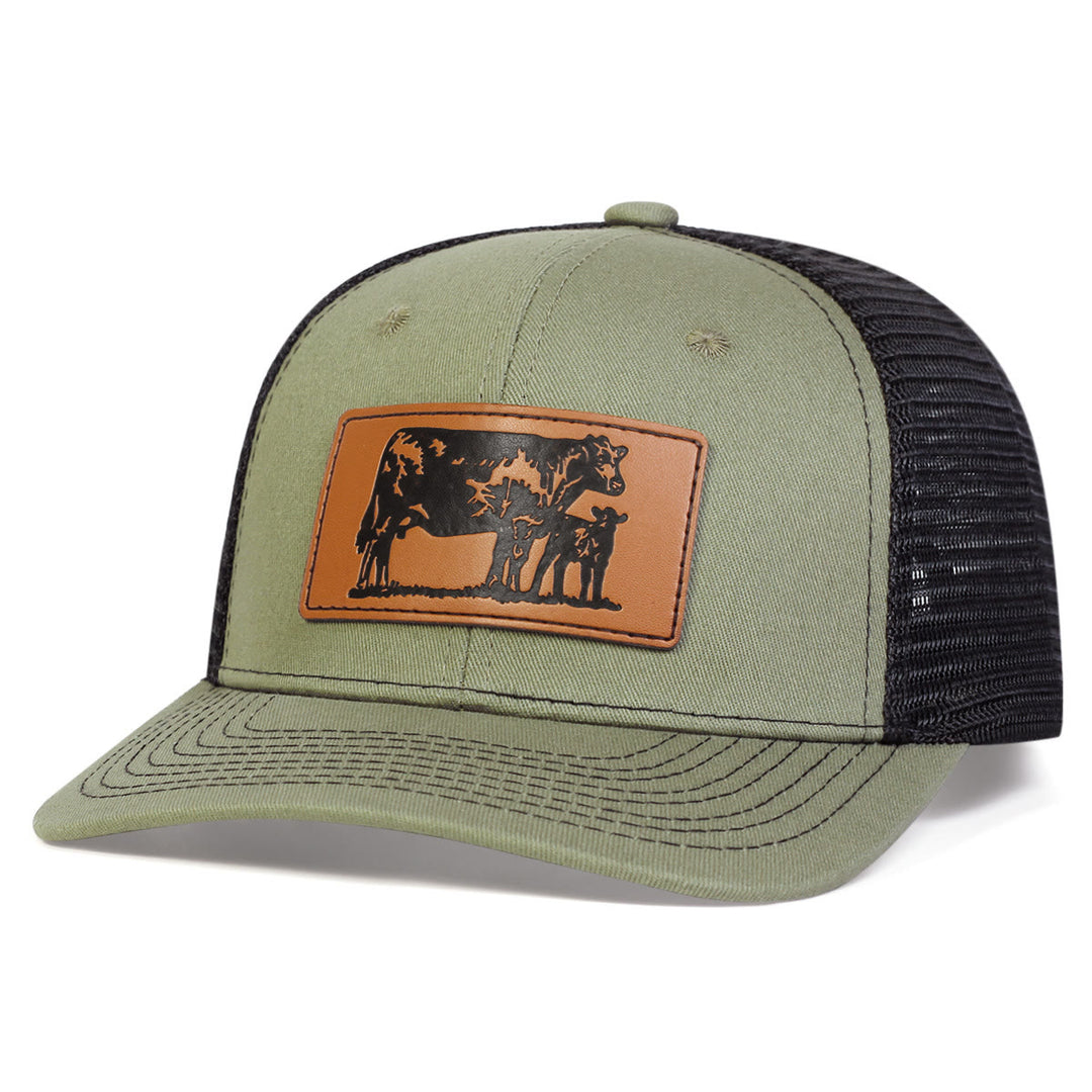 Bull Leads The Calf Adjustable Farmer Trucker Hat