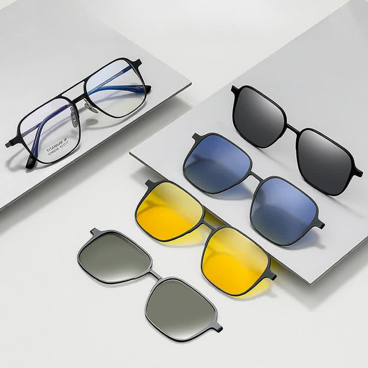 5Pcs Magnetic Polarized Lenses & Eyeglass Frames Sunglasses
