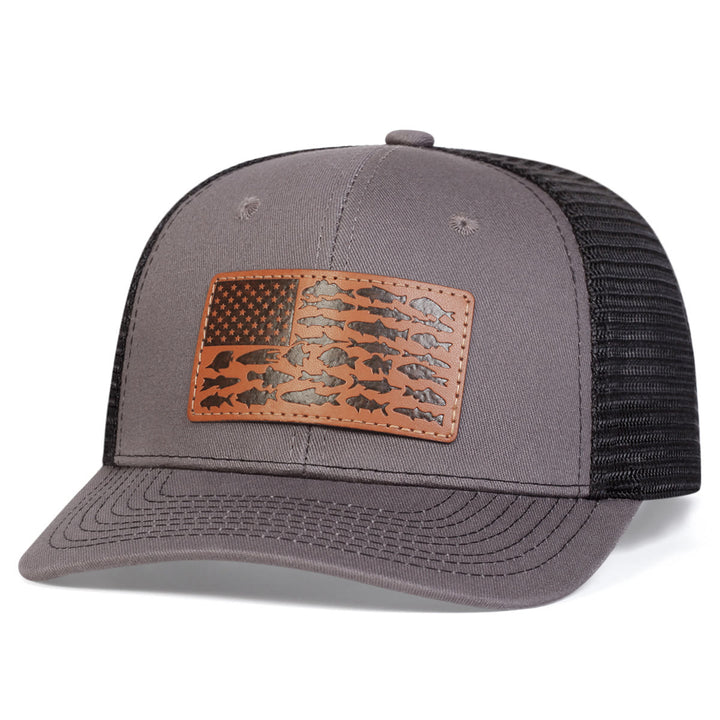 Fish And Flag Adjustable Men's Outdoor Trucker Hat