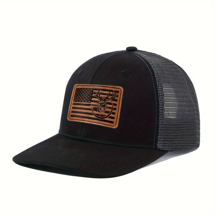 Geometric Deer's Head Flag Adjustable Men's Trucker Hat