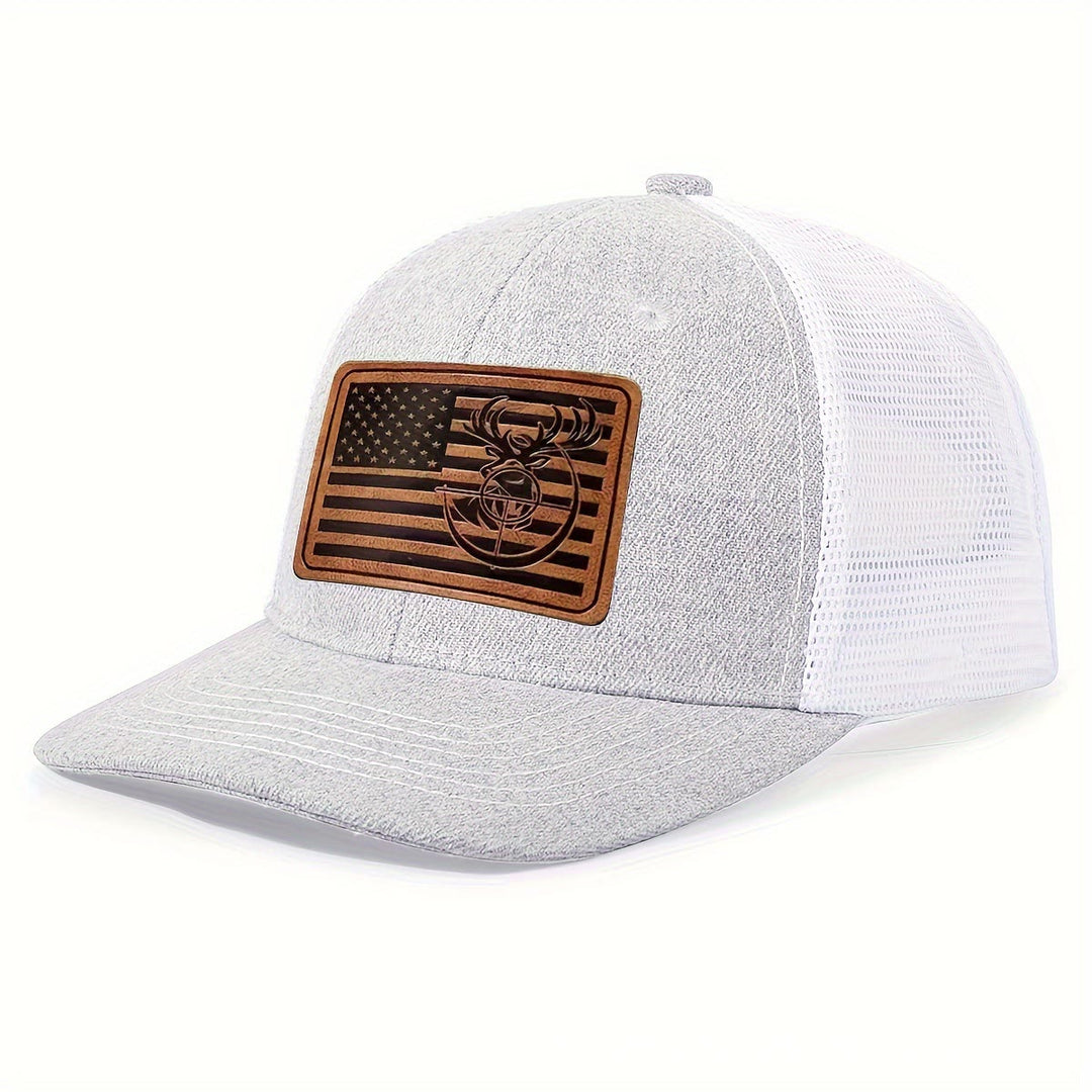 Geometric Deer's Head Flag Adjustable Men's Trucker Hat