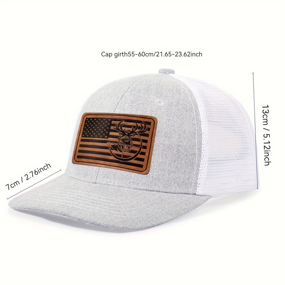 Geometric Deer's Head Flag Adjustable Men's Trucker Hat