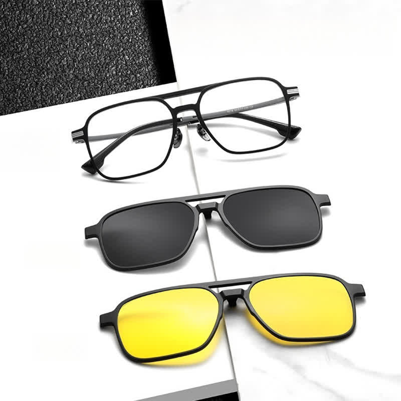 3Pcs Creative Magnetic Clip-on Lens & Eyeglass Frames Sunglasses