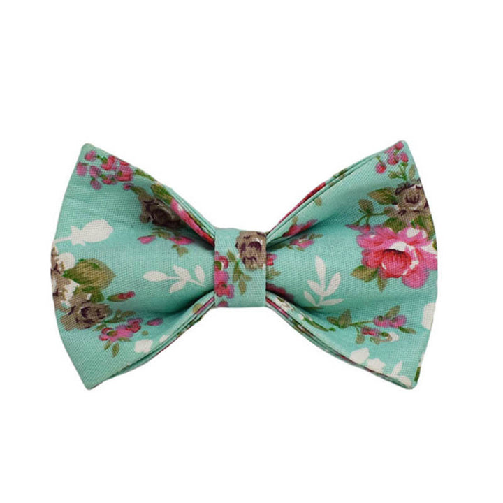 Floral Dog Cat Adjustable Bow Tie Collar Dog Harness Leash Set