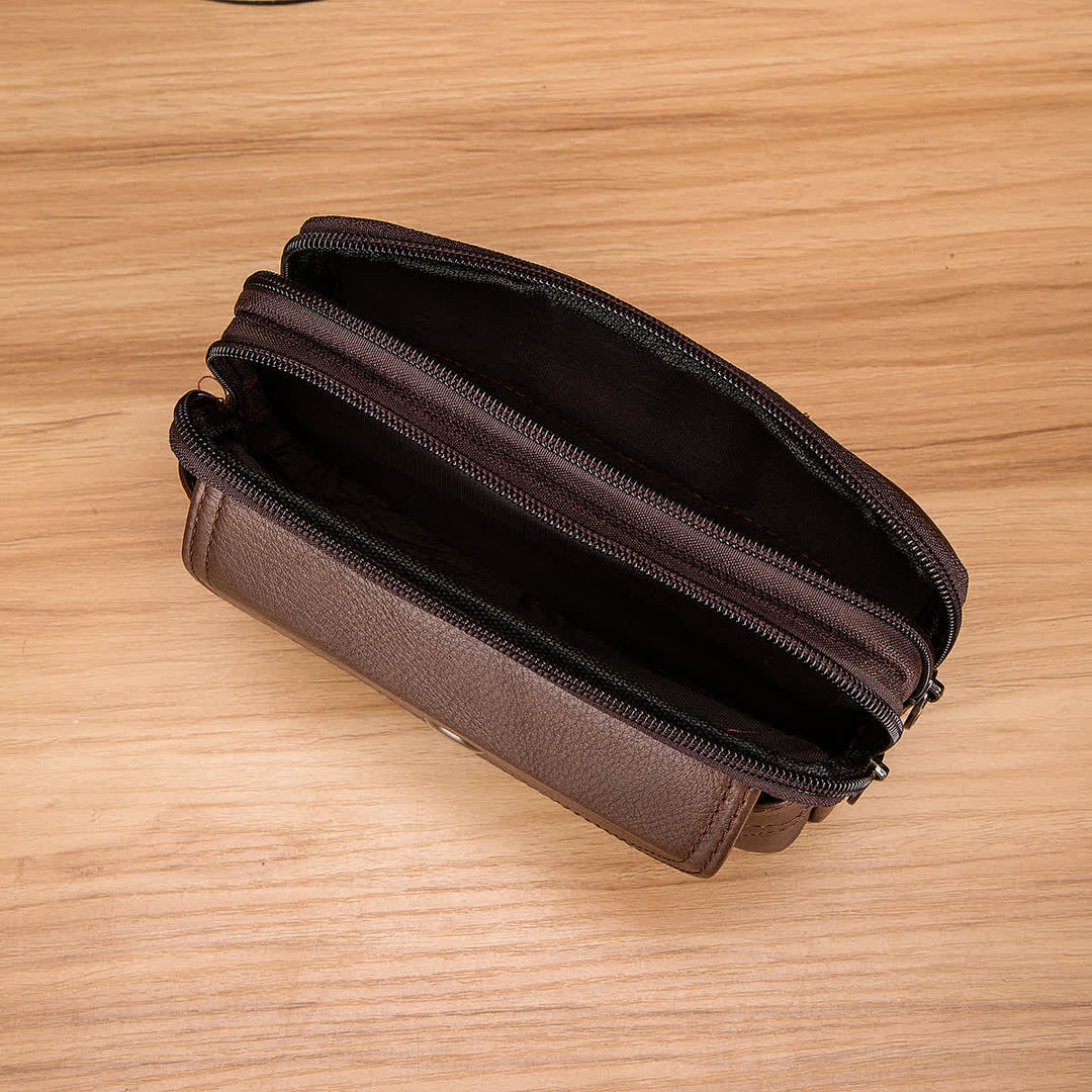 Card Holder Casual Simple Horizontal Zipper Leather Belt Bag