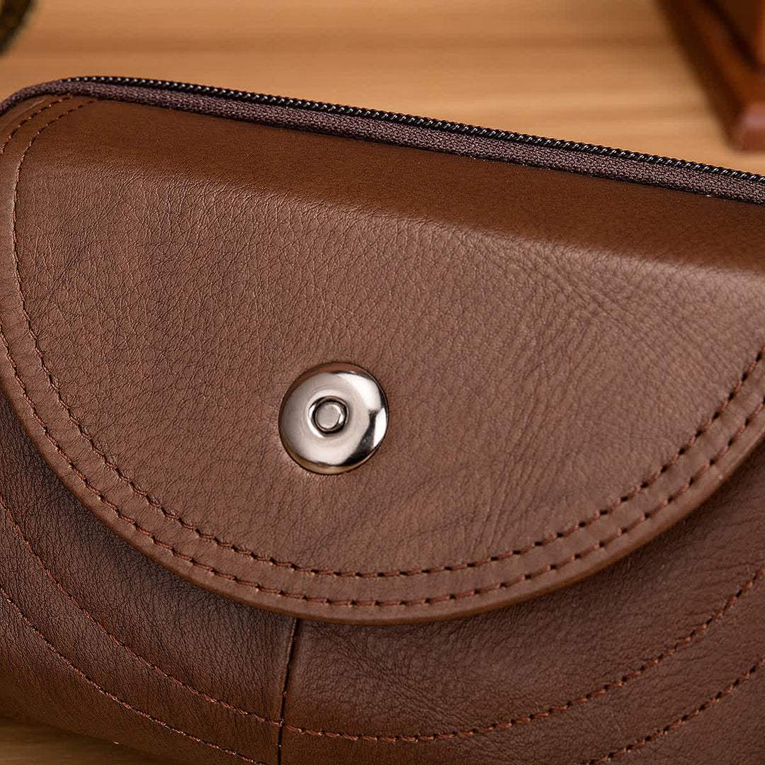 Card Holder Casual Simple Horizontal Zipper Leather Belt Bag