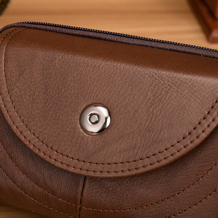 Card Holder Casual Simple Horizontal Zipper Leather Belt Bag