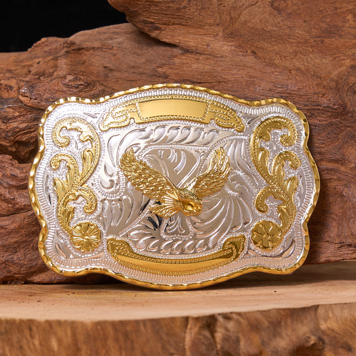 Gold Flying Eagle DIY Western Cowboy Buckle Leather Belt