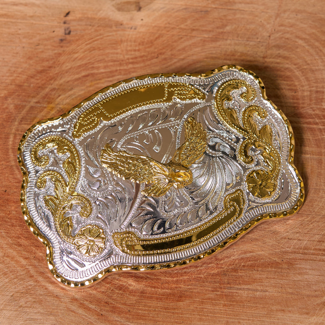 Gold Flying Eagle DIY Western Cowboy Buckle Leather Belt