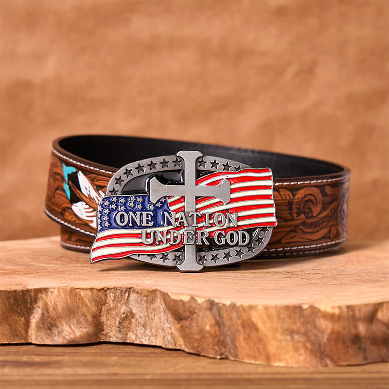 One Nation Under God DIY Western Buckle Leather Belt