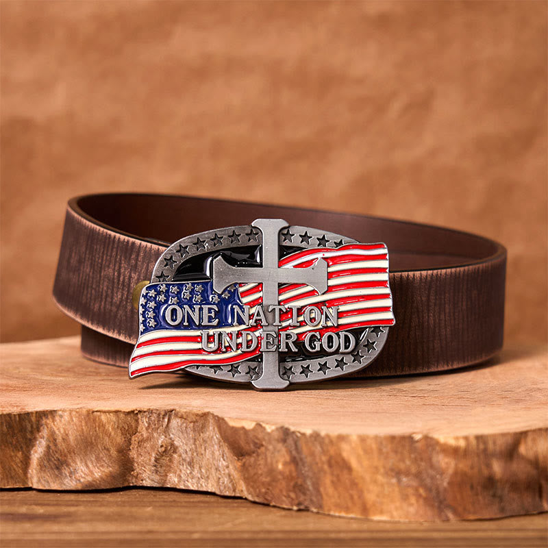 One Nation Under God DIY Western Buckle Leather Belt