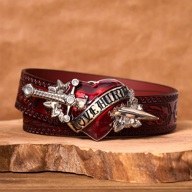 A Sword Through The Heart DIY Western Buckle Leather Belt