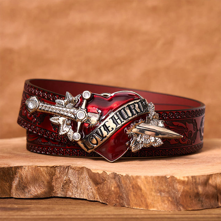 A Sword Through The Heart DIY Western Buckle Leather Belt