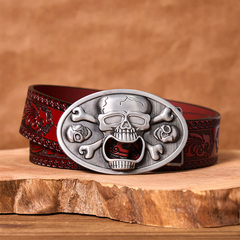 Skull With Bottle Opener DIY Western Buckle Leather Belt