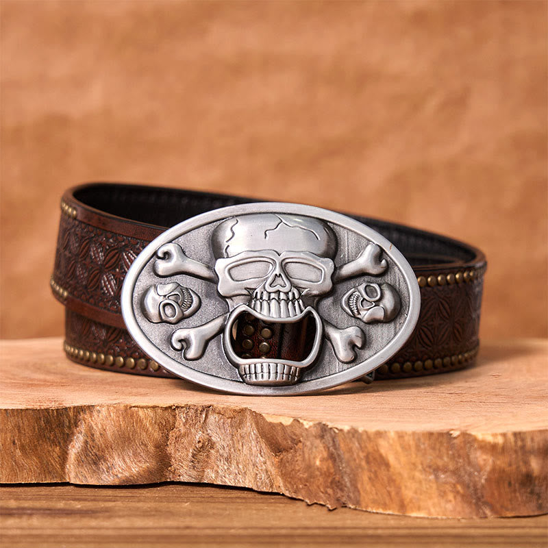 Skull With Bottle Opener DIY Western Buckle Leather Belt