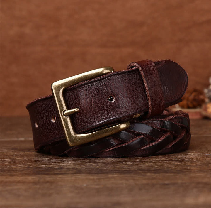 Braided Handwoven Without Hole Leather Belt