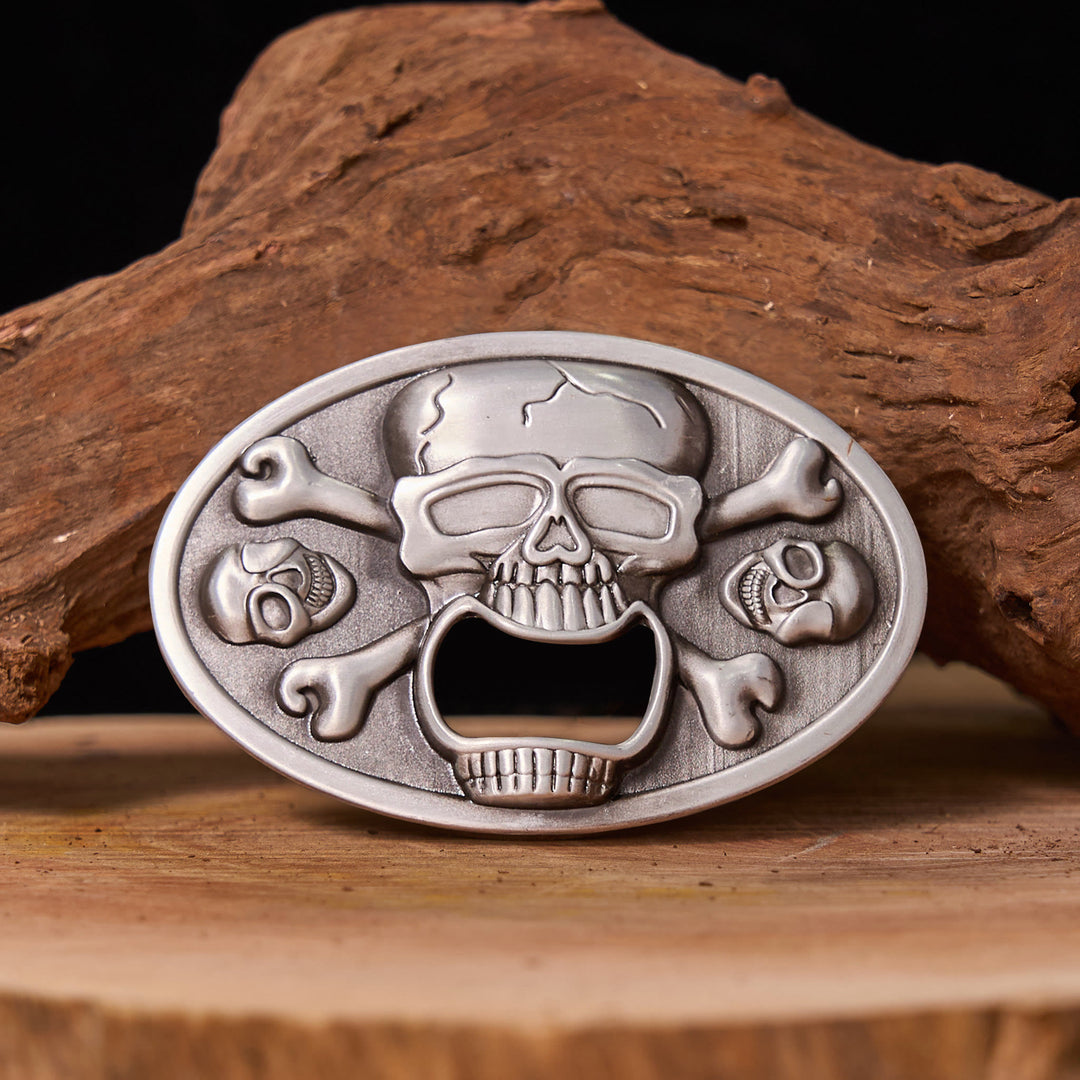 Skull With Bottle Opener DIY Western Buckle Leather Belt