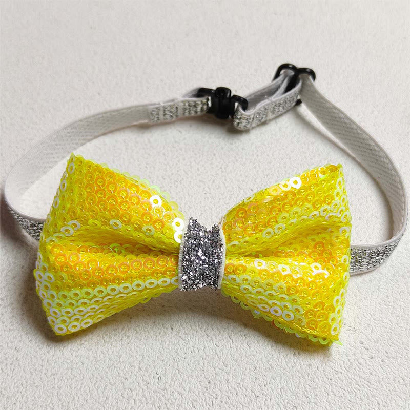 Sparkle Sequin Adjustable Collar Pet Bow Tie