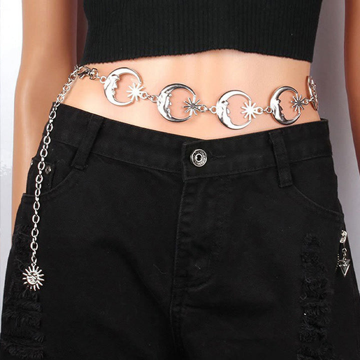 Women's Moon And Star Chain Belt Metal Waist Chain